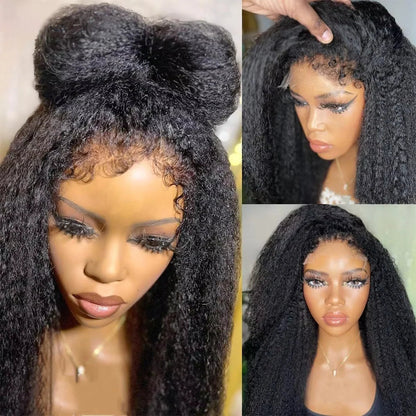 4C Edges Kinky Straight 13x6 HD Lace Frontal Wig Human Hair 7x5 Lace Front Human Hair Wigs Natural Baby Hair Lace Wigs on Sale
