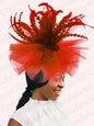 Kentucky Derby Big Fascinator Hat Women Wedding Elegant Feather Pillbox Cap