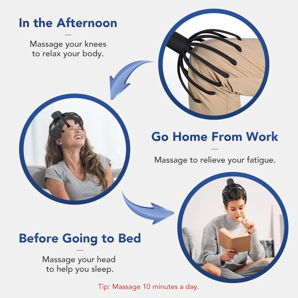 Electric Scalp Massager - Octopus Claw Head Massager for Stress Relief Headache Vibration