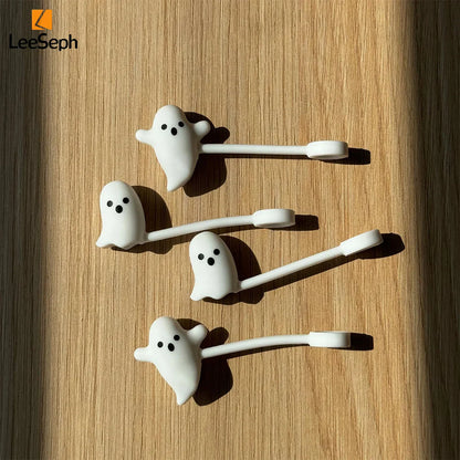 Leeseph Halloween Ghost Straw Covers Cap, Silicone Reusable DustProof Drinking Straw Topper, Cup Accessories for Stanley Cup