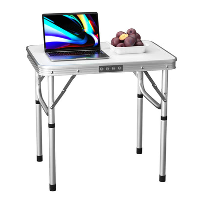 Folding Camping Table Outdoor Indoor Garden Balcony Market Kitchen Work Table Adjustable White Portable Picnic Table 60x45 cm
