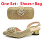 Elegant Italian Women's Rhinstone Pumps Heels Shoes and Bag Set To Match for