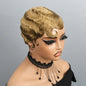 Finger Wave Pixie Human Hair Wigs For Women 180% Density