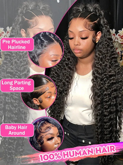 Hd 250 % Loose Deep Wave 30 38 40 Inch 13x6 HD Lace Frontal Human Hair Wigs Brazilian PrePlucke Water Curly 13x4 Lace Front Wig