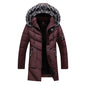 Men's Winter Thick Cotton Parka Casual Long Coat with Removable Hat Slim Fit Warm And Comfortable