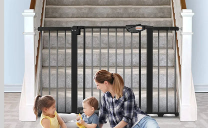 UBRAVOO Baby Gate for Doors and Stairs, Height 100 cm, Safety Pet Gate,  Automatic Closure, Triple Locking