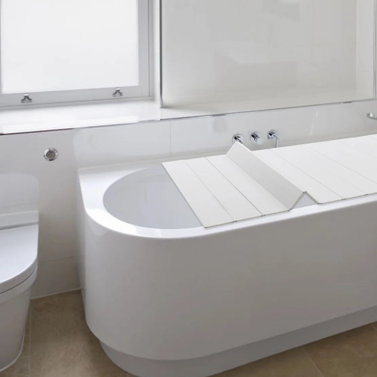 Bathtub Cover Foldable Board Waterproof Dustproof Bathtub Tray Insulation PVC Durable Panel for Home Bathroom Spa 75 x 170 cm