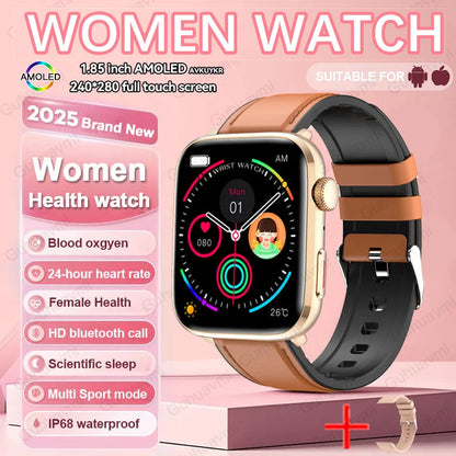 2025 AI Diagnosis NFC Smart Watch Women 1.85 inch AMOLED Blood pressure Heart