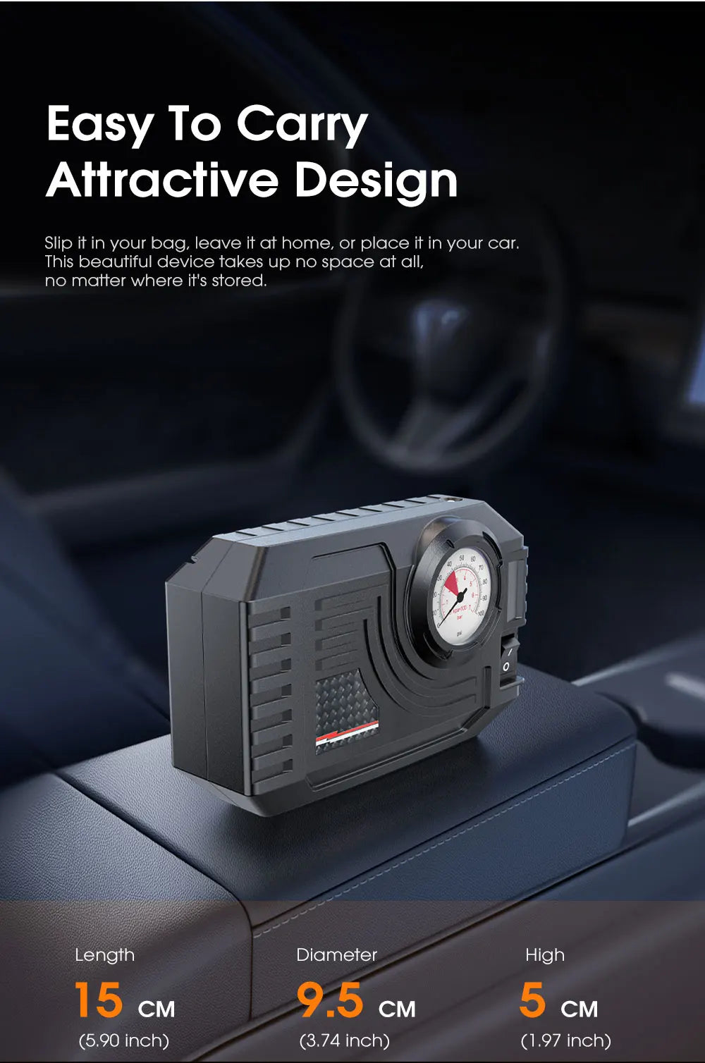CARSUN Mini Air Pump Tire Inflator Car Electric Mini 20L/Min Portable Air Compressor For Car Motorcycles Bicycle Inflatable