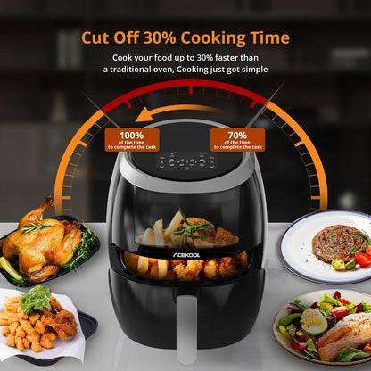 Air Fryer Oven Digital Large 7.7L Rapid Air Circulation,Air Fryers With Touch Screen Viewable Window Dishwasher Safe Accessories