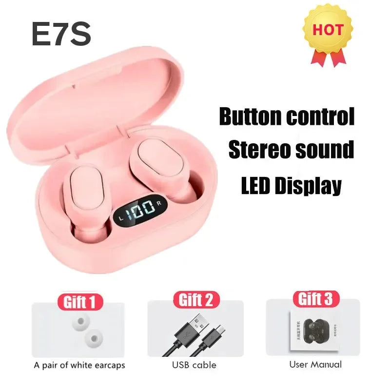 Original E7S Wireless Bluetooth Headset with Mic LED Display Earbuds for iPhone Xiaomi TWS Earphone Bluetooth Headphones Earbuds