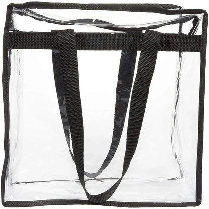 2Pcs Clear Tote Bags Large Capacity Transparent Shoulder Bag with Zipper Flexible Clear Lunch Bag Multipurpose Transparent Totes