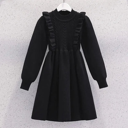 Women's Solid Color Casual Knit Sweater Pullover Autumn Winter Dress