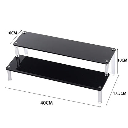 Acrylic Riser Display Stand Perfume Organizer Shelves for Amiibo Funko Figures Toys Cupcake Desserts Collection Cosmetic Jewelry