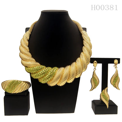 Dubai Gold Plated Jewelry Sets For Women Surround Big Necklace Plate 24K