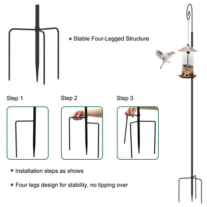 Tall Shepherd Crook Hooks, Metal Border Hook, 3 Section Stitching Pipe Stand, Detachable Bird Feeder Pole, Garden Hanger, 2Pcs