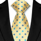 8cm Width Yellow Color Neck Ties For Men Paisley Dots Handmade