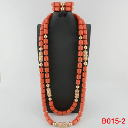 Traditional Nigerian Wedding Artificial Coral Beads Bridal Jewelry Sets African