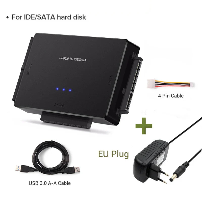 SATA/IDE to USB 3.0 Adapter Hard Drive Adapter Cable Converter for 2.5/3.5 Inch SATA and IDE HDD Support 6TB For PC Macbook
