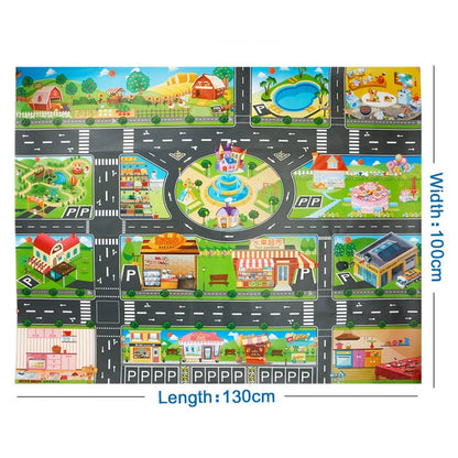 Thin Plastic Traffic Road Carpet for Kids Playmat Children Rug Simulated Parking Map Toy Baby Play Mat Little Boy Girl Mats Toys