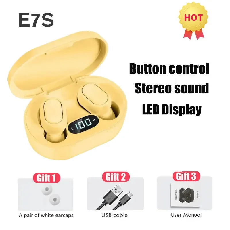 Original E7S Wireless Bluetooth Headset with Mic LED Display Earbuds for iPhone Xiaomi TWS Earphone Bluetooth Headphones Earbuds