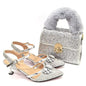 Women's Italian Fashion Peep Toe Pump Shoes with Matching Bag Set for Wedding