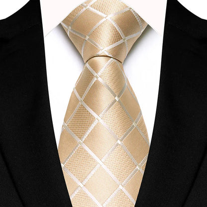 8cm Width Yellow Color Neck Ties For Men Paisley Dots Handmade