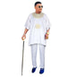 African Clothes for Men 2 Pieces Set Blue Embroidered Tops and Pants Traditional Clothing Rich Bazin