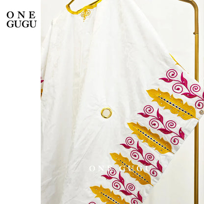 African Original Bazin Riche Boubou With Embroidery And Stones Mix Size