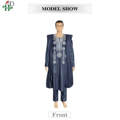 African Suit Men Robe Shirt and Pants Set Long Sleeve
