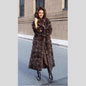 Vintage Brown Women's Winter Faux Fur Jacket Hooded Warm Thickened Fur Trim Outwear Chic Lady Eco-Friendly Coat