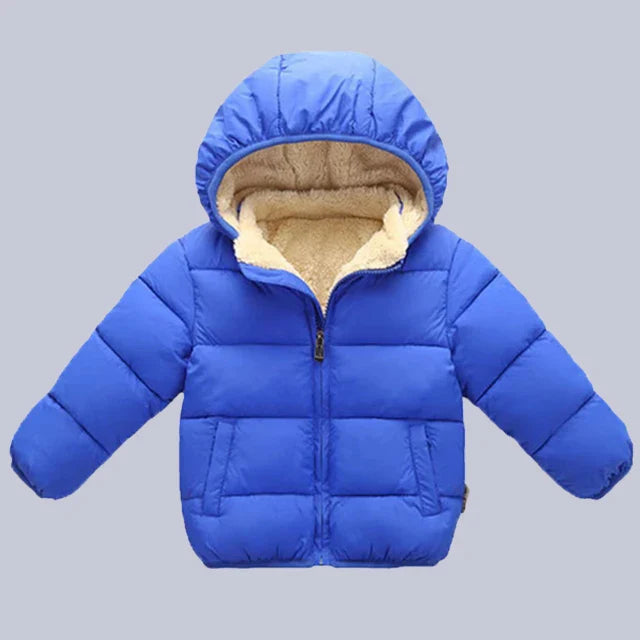 Winter Baby Kids Fleece Jacket Warm Hooded Down Outerwear