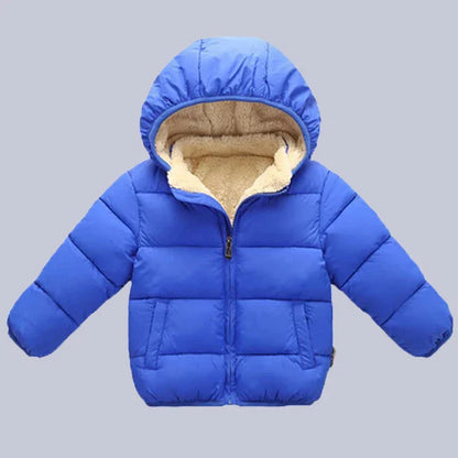 Winter Baby Kids Fleece Jacket Warm Hooded Down Outerwear