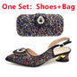Elegant Italian Women's Rhinstone Pumps Heels Shoes and Bag Set To Match for