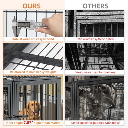 Jumbo Large Metal Pet Playpen, Kennel House with Steel Lock and Removable Trays, Heavy Duty Dog Cage