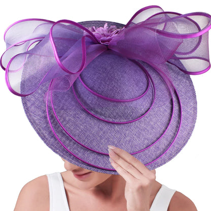Elegant Wedding Big Size Fascinator Hat Women Flower Multimodal Hair Top Clips