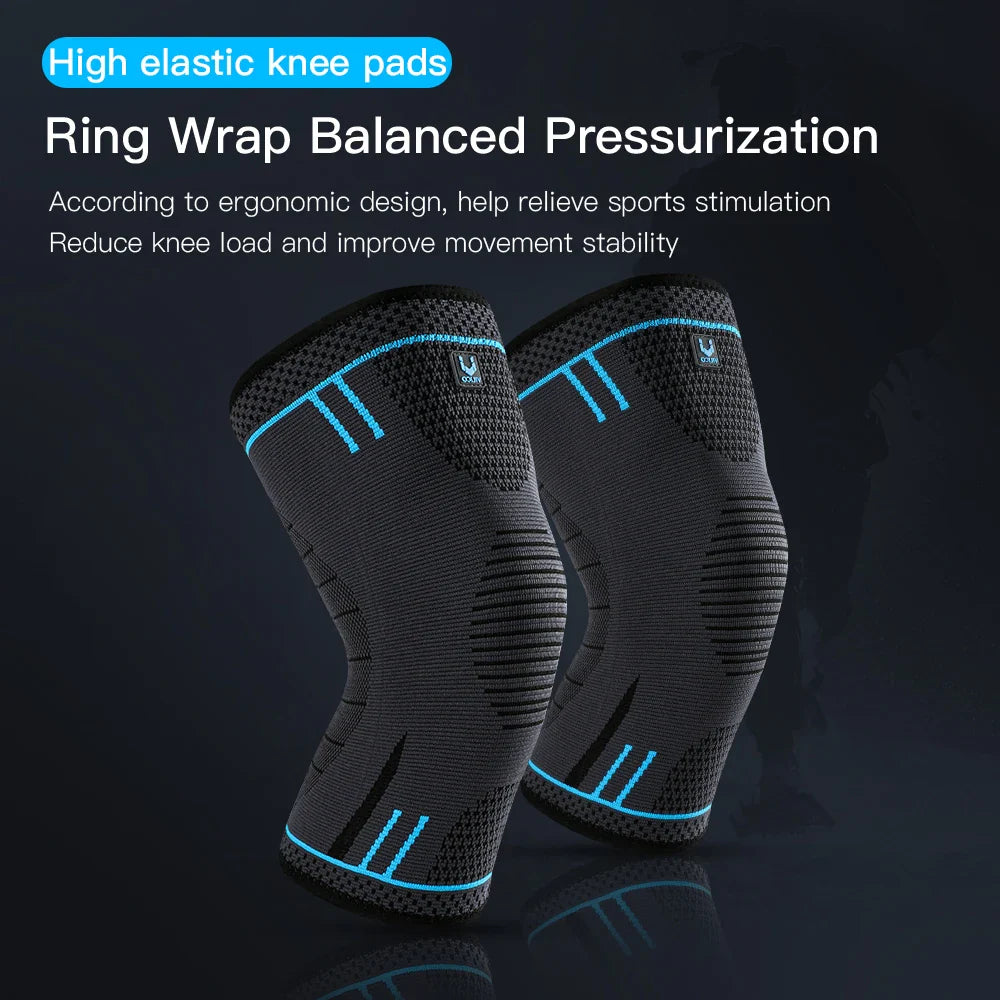Compression Knee Support Sleeve - Elastic Breathable Brace for Sports Basketball Running Gym