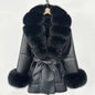 Women's Large Faux Fur Leather Jacket Warm Autumn Winter Outwear High Street