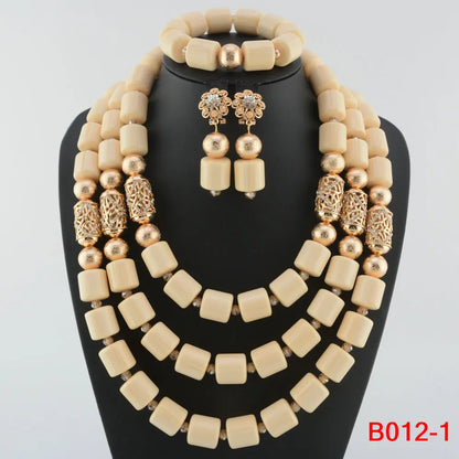 Traditional Nigerian Wedding Artificial Coral Beads Bridal Jewelry Sets African