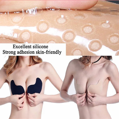 Invisible Push Up Bra for Women Backless Strapless Bra Seamless Front Closure Bralette Underwear Silicone Self-Adhesive Bra Pads