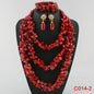 Latest Coral Jewelry Sets Nigerian Dubai Orange Necklace Sets of Beads African