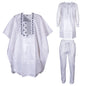African Clothes for Men Traditional Rich Bazin Original Embroidery White Clothing Men 3 PCS Set Wedding Party Occasion 2024