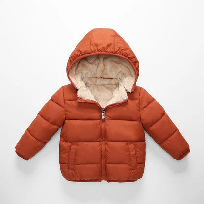 Winter Baby Kids Fleece Jacket Warm Hooded Down Outerwear