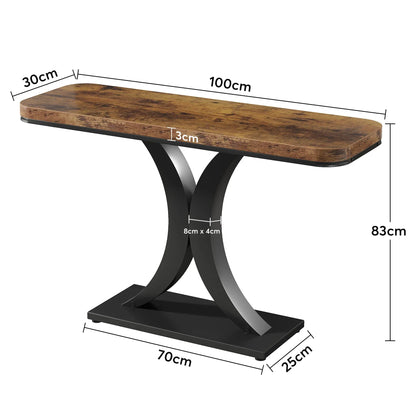 Tribesigns Industrial Console Table, 40 inch Narrow Entryway Foyer Table with Geometric Base, Rustic Hallway Accent Table