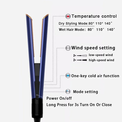 2-in-1 Hair Straightener and Dryer Combo - Negative Ion Heating Flat Iron for Quick, Long - Lasting Hair Styling at Home，salon
