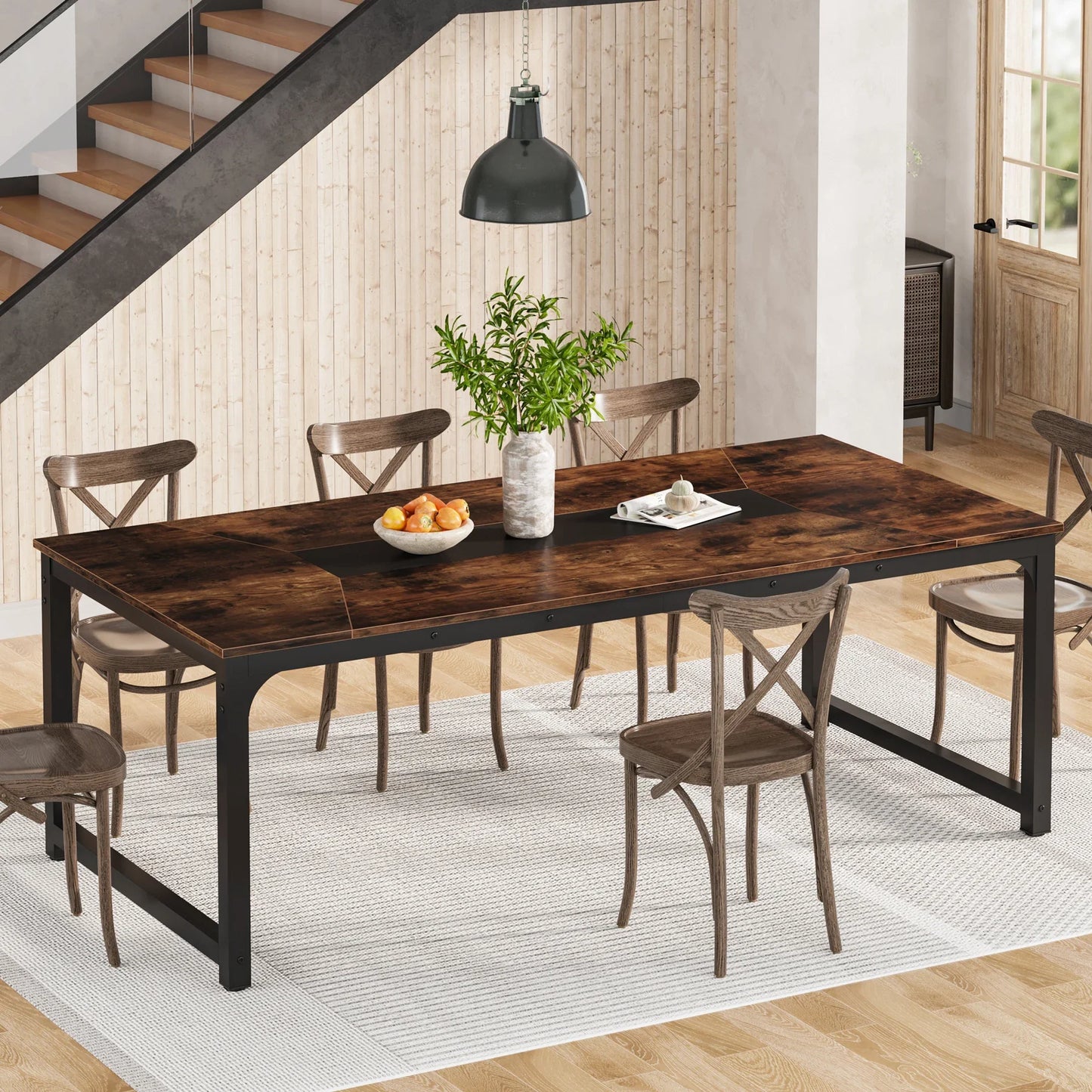 Tribesigns 63"x31.5" Dining Table, Industrial Kitchen Table for 6-8 Person, Rectangular Dinner Table for Dining Room Kitchen
