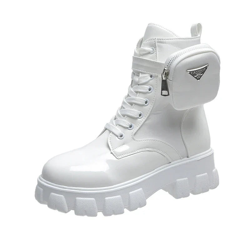 Women Motorcycle Leather Classic Punk Boots