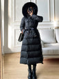 Winter Women's Ultra Light Warm Faux Fur Parka with Hooded Long Duck down Jacket White with Fur Collar Casual Snow Coat