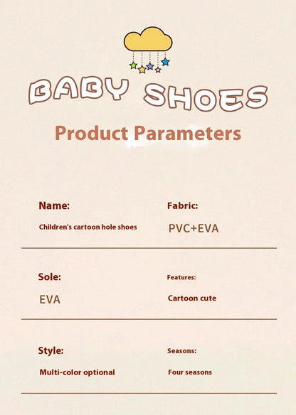 Children's Flip Flops, Anti Slip and Lightweight, Children's Hole Shoes, Soft Soled Cartoon Beach Shoes for Boys and Girls