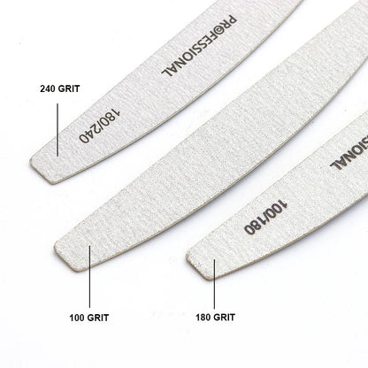 10pcs/Lot Wooden Nail Files Professional 100 180 240 Emery Board Manicure Buffer Grey Boat Double-sided Wooden Pedicure Buffers